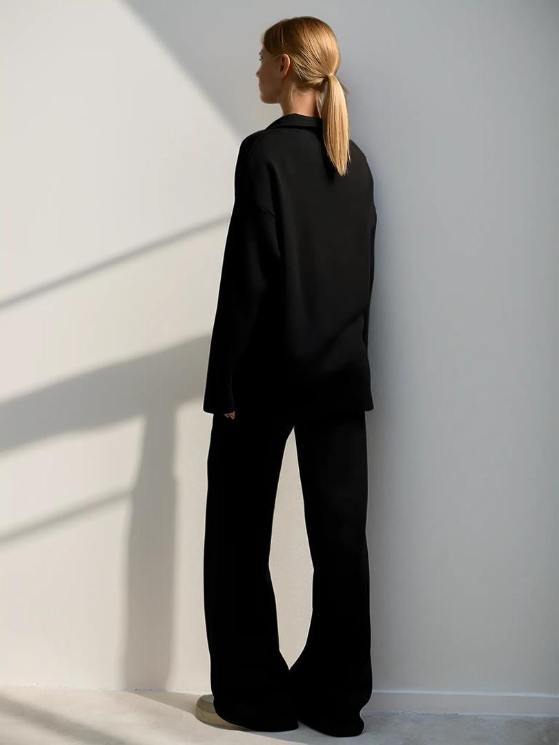 Stylowy damski dwuczęściowy zestaw z długimi rękawami