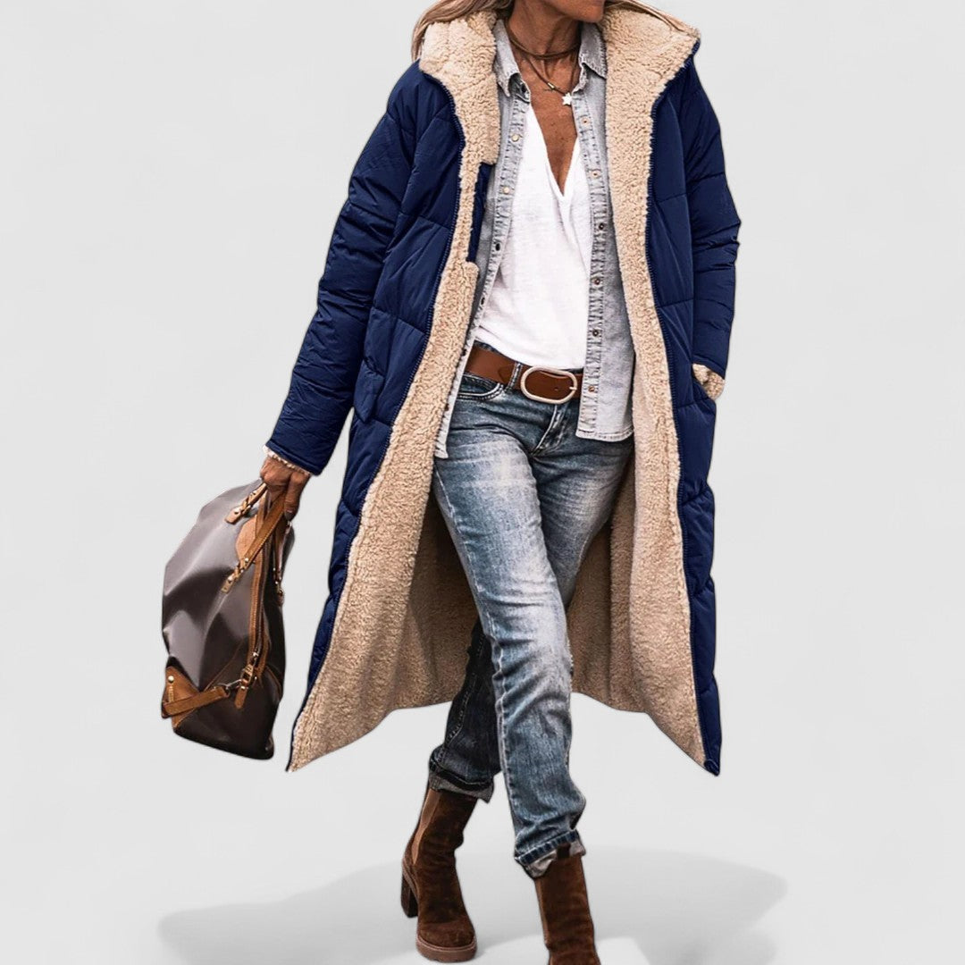 Damski Pikowany Długi Płaszcz | Zimowy