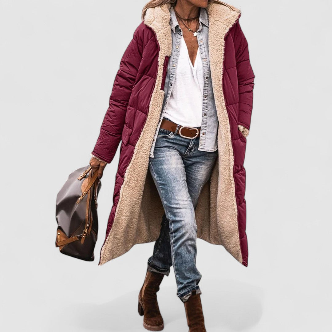 Damski Pikowany Długi Płaszcz | Zimowy