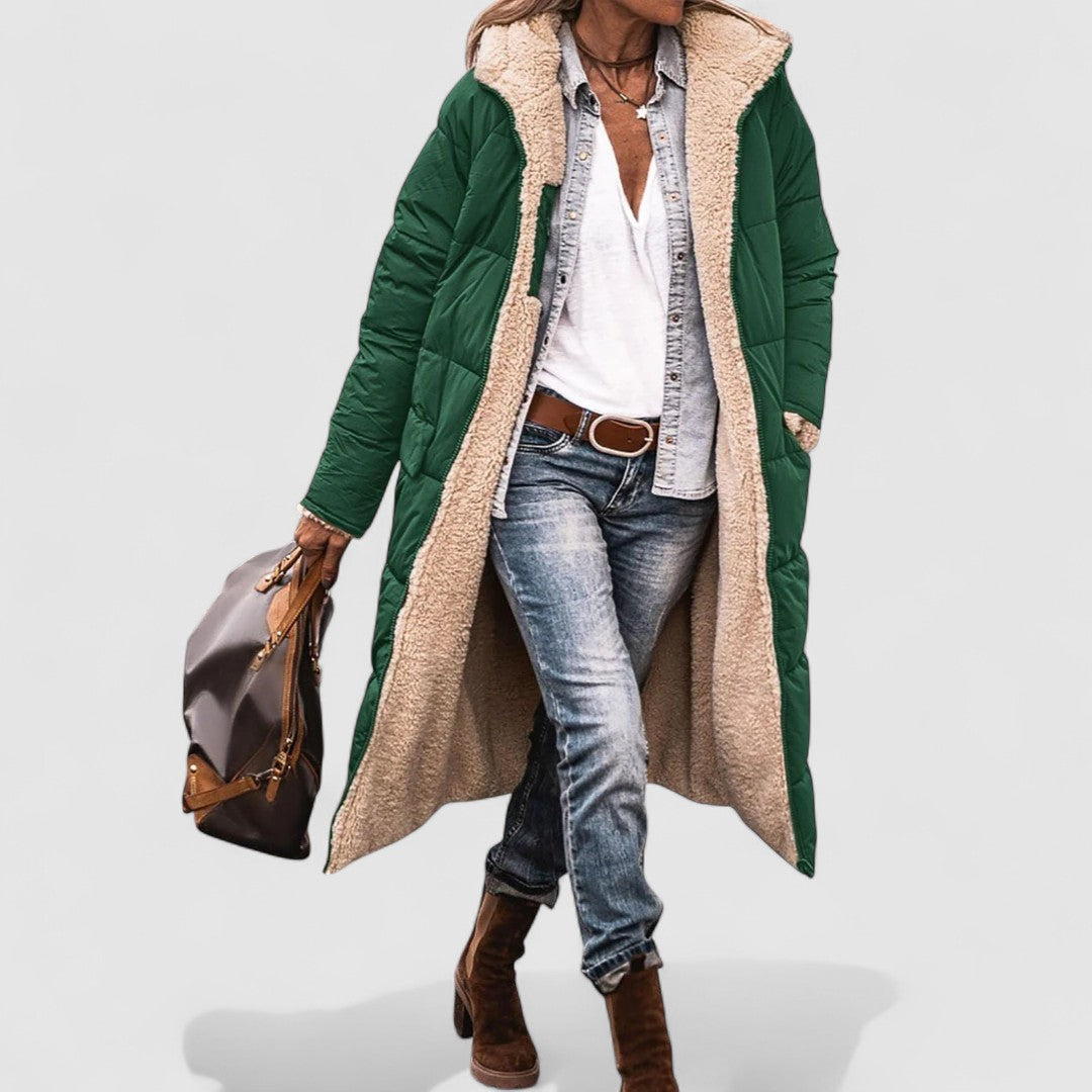 Damski Pikowany Długi Płaszcz | Zimowy