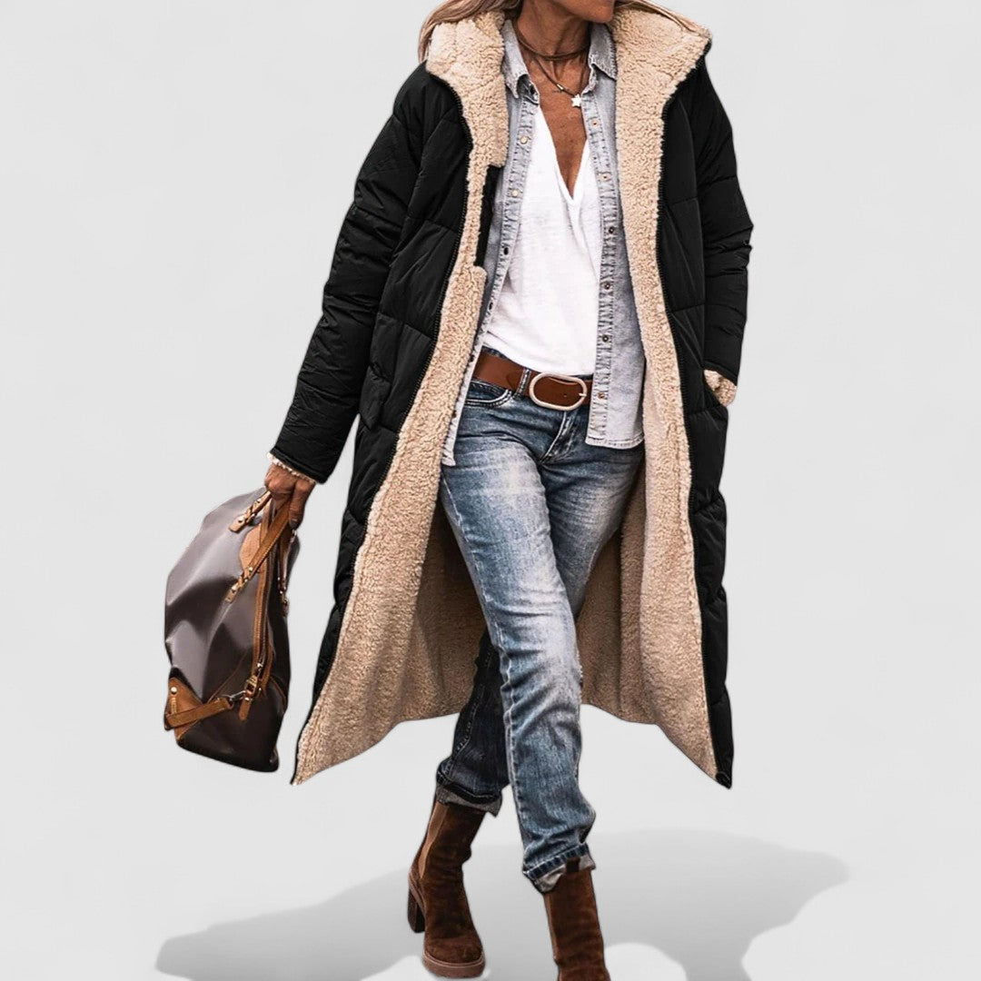 Damski Pikowany Długi Płaszcz | Zimowy