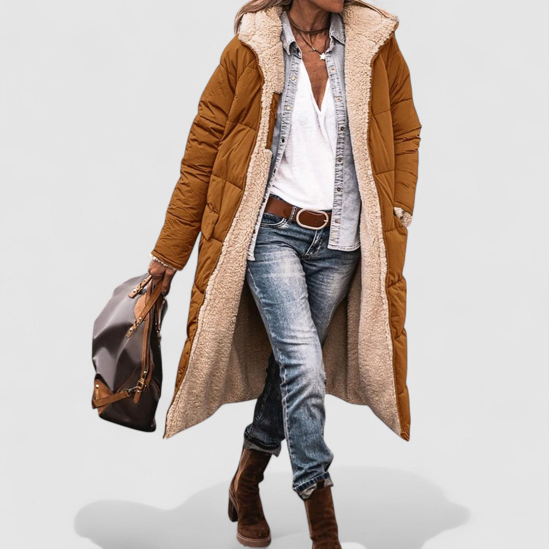 Damski Pikowany Długi Płaszcz | Zimowy