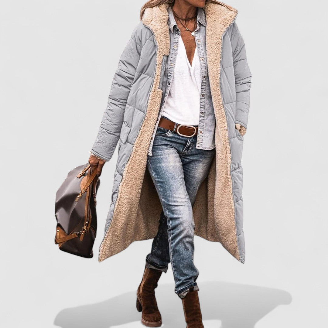 Damski Pikowany Długi Płaszcz | Zimowy