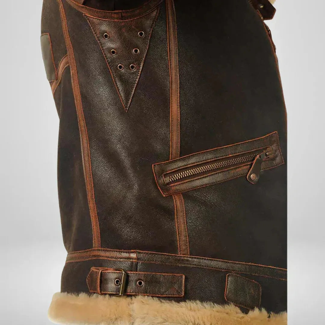 Męska kurtka z kołnierzem z futra i długimi rękawami