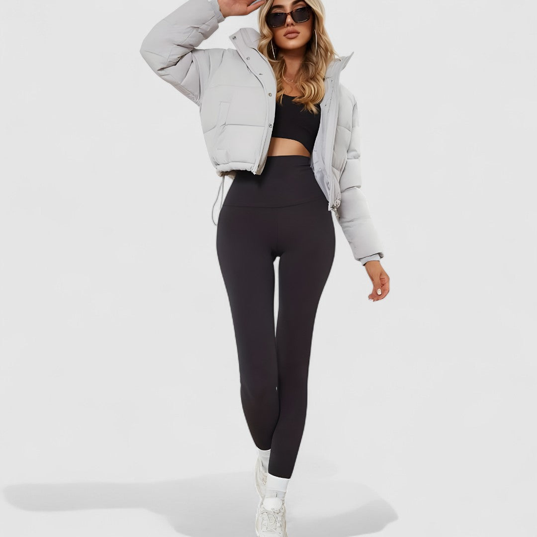 Stylowa Krótka Kurtka Puchowa | Z Zamkiem