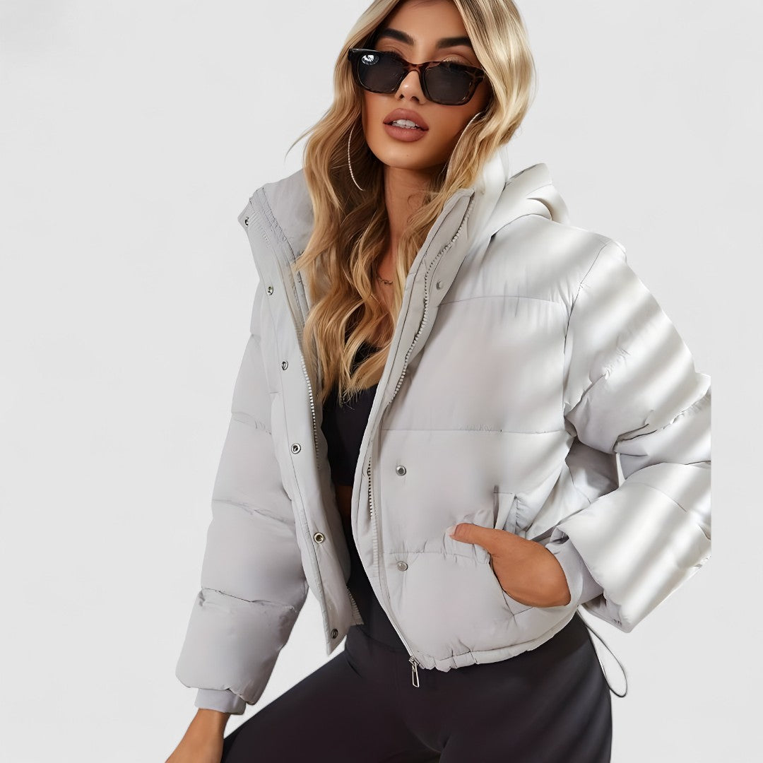 Stylowa Krótka Kurtka Puchowa | Z Zamkiem