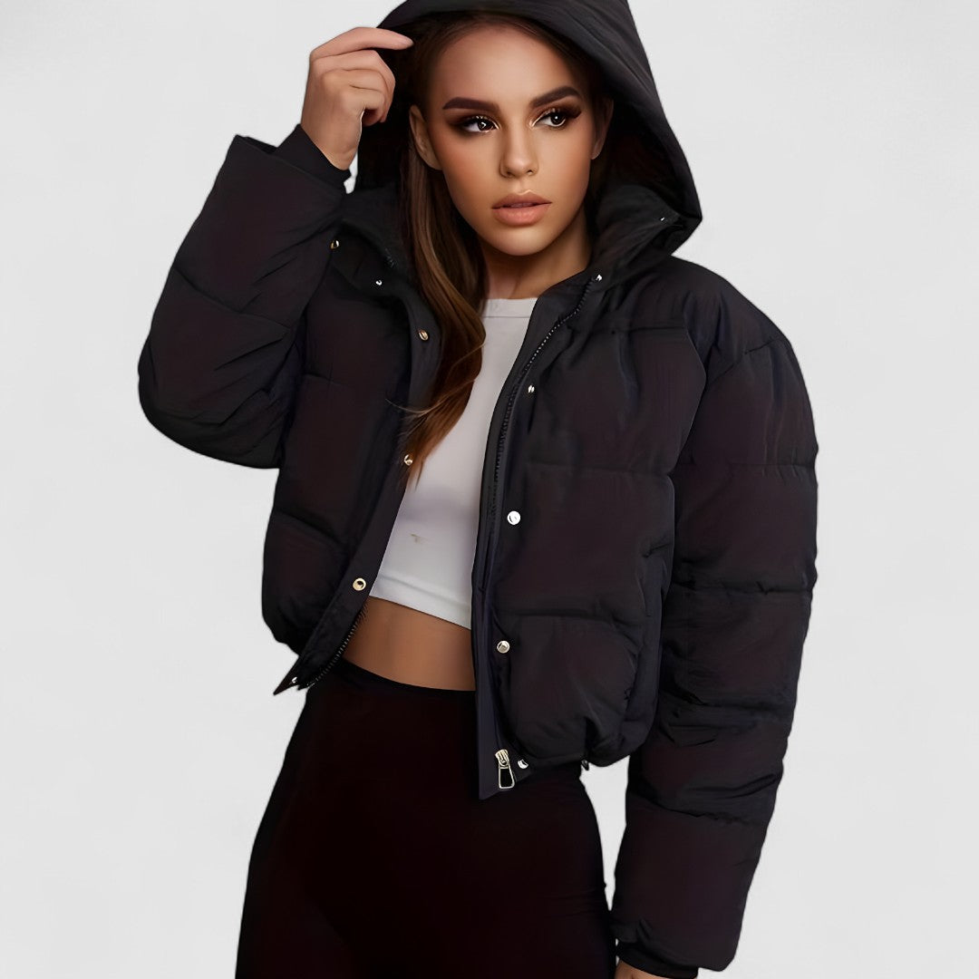 Stylowa Krótka Kurtka Puchowa | Z Zamkiem