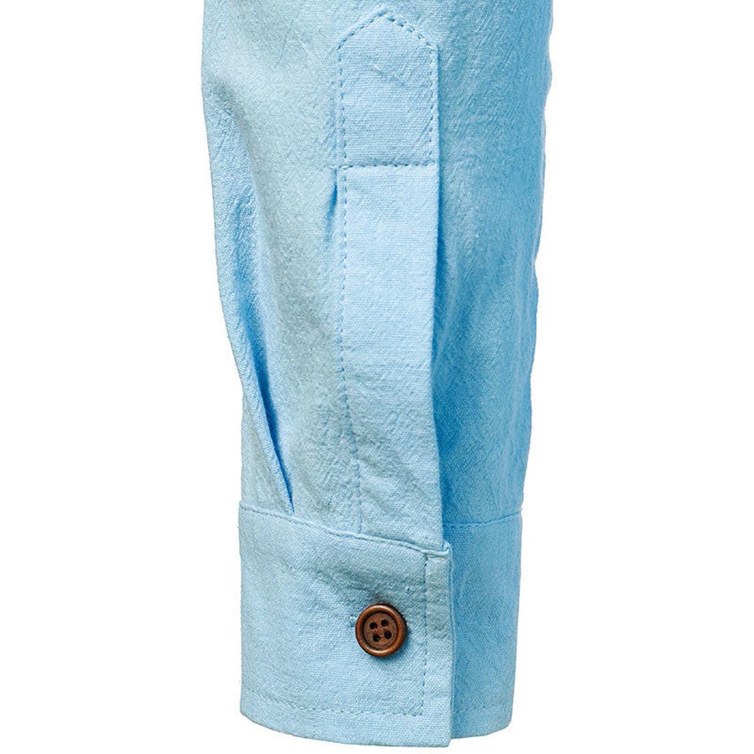 Lniana koszula z długim rękawem i zapięciem na guziki