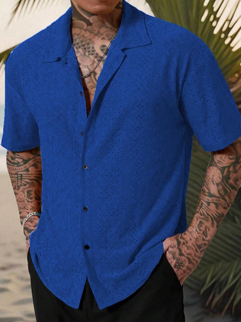 Koszula żakardowa z krótkim rękawem o regularnym kroju