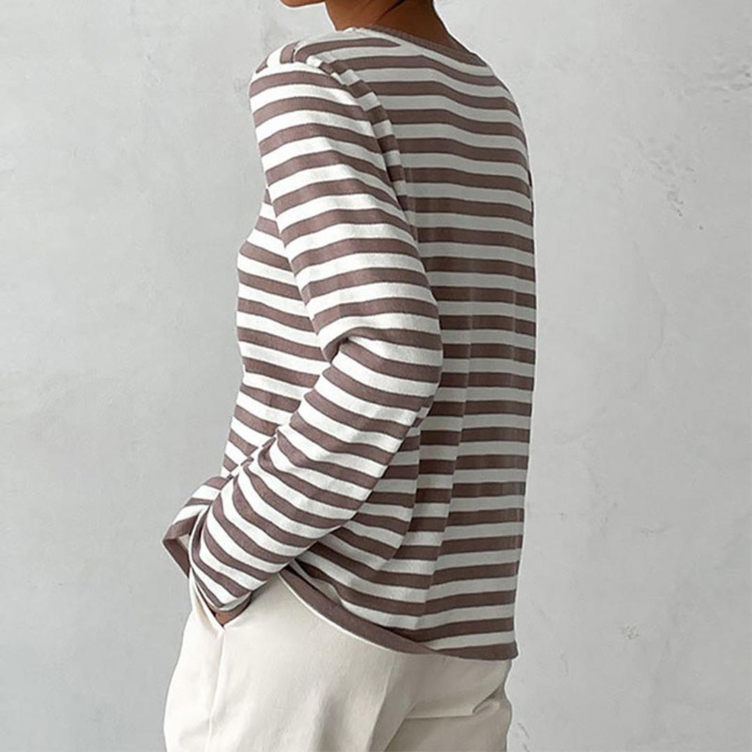 Bawełniana koszulka z długimi rękawami w paski – widok produktu 9 | Ionotix