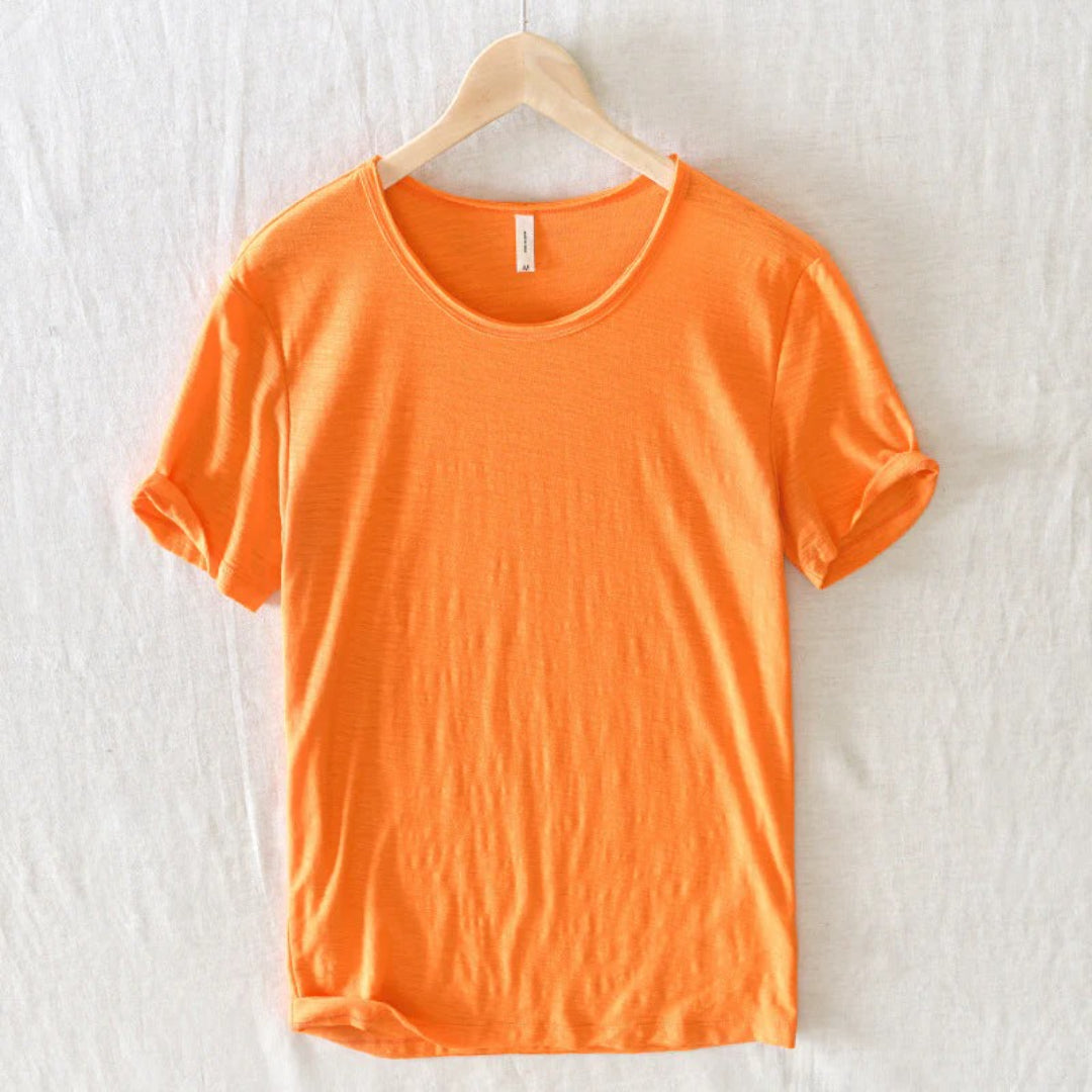 Bawełniany t-shirt z okrągłym dekoltem i krótkimi rękawami – widok produktu 10 | Ionotix