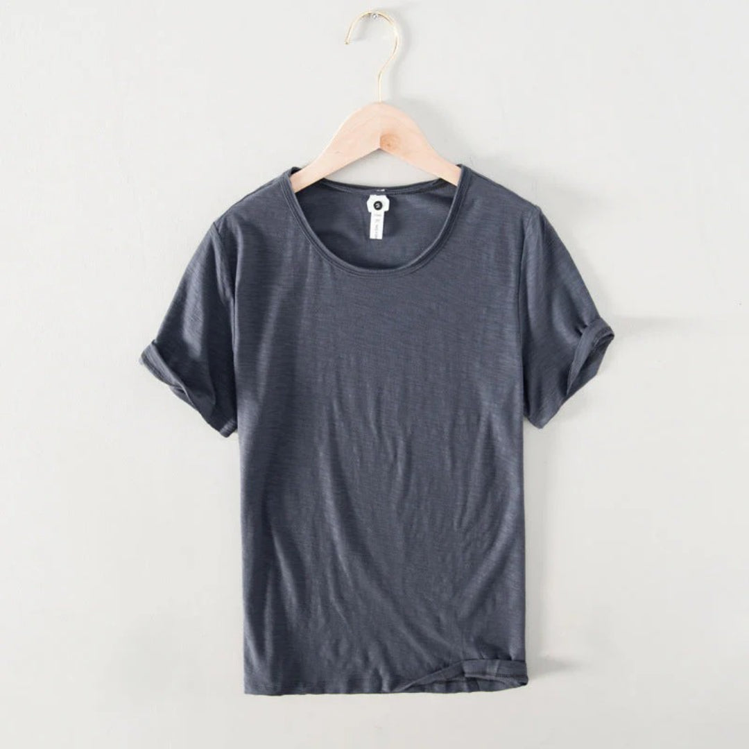 Bawełniany t-shirt z okrągłym dekoltem i krótkimi rękawami – widok produktu 11 | Ionotix