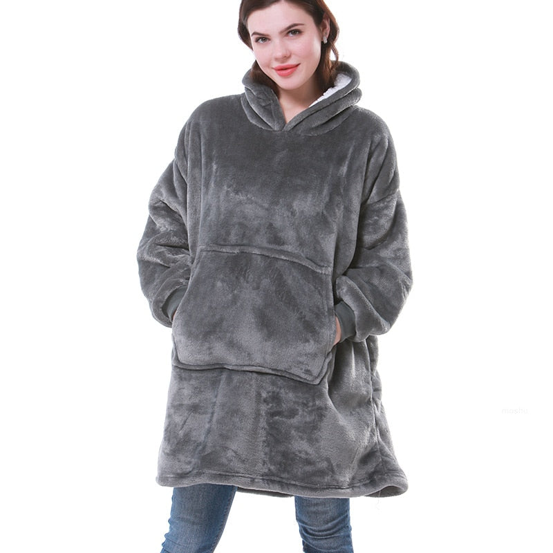 Bluza koc z kapturem oversize - polar sherpa – widok produktu 1 | Ionotix