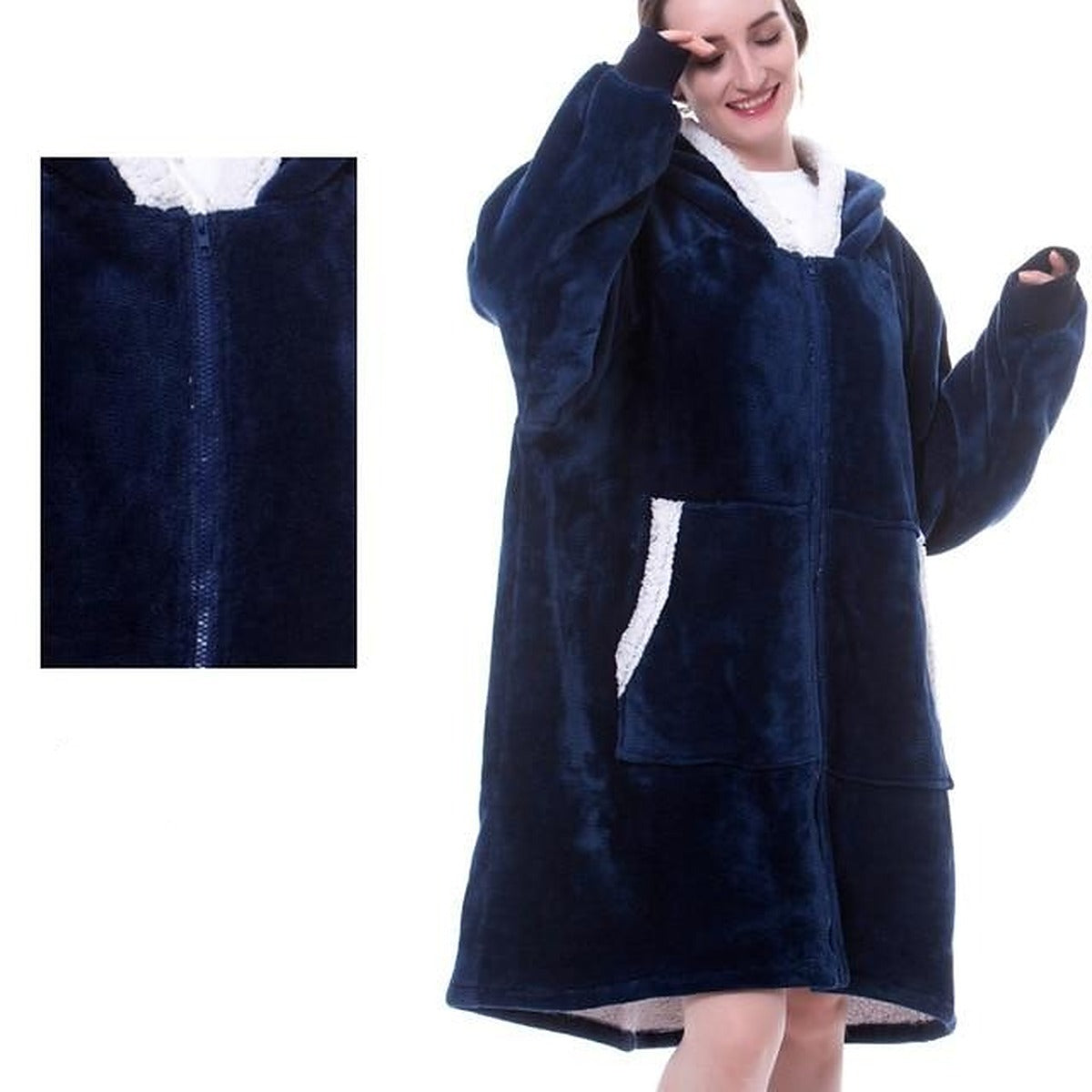 Bluza koc z kapturem oversize - polar sherpa – widok produktu 12 | Ionotix
