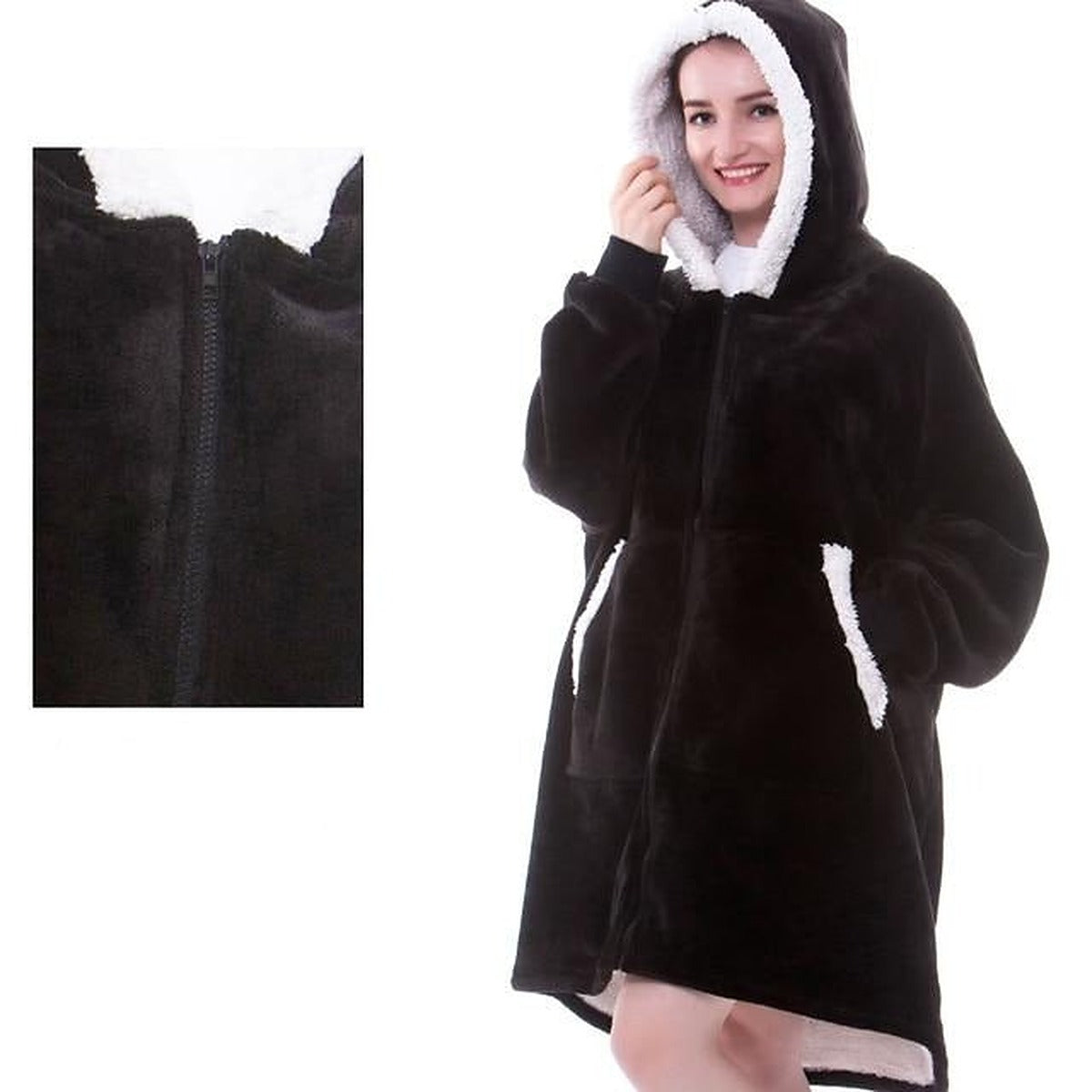 Bluza koc z kapturem oversize - polar sherpa – widok produktu 13 | Ionotix
