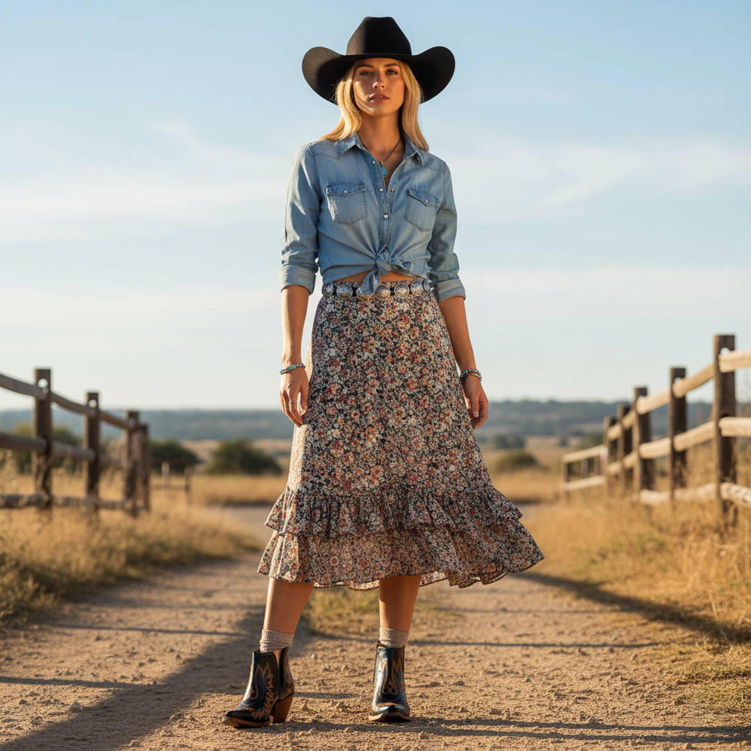 Botki w stylu western z noskiem w szpic i haftem – widok produktu 2 | Ionotix