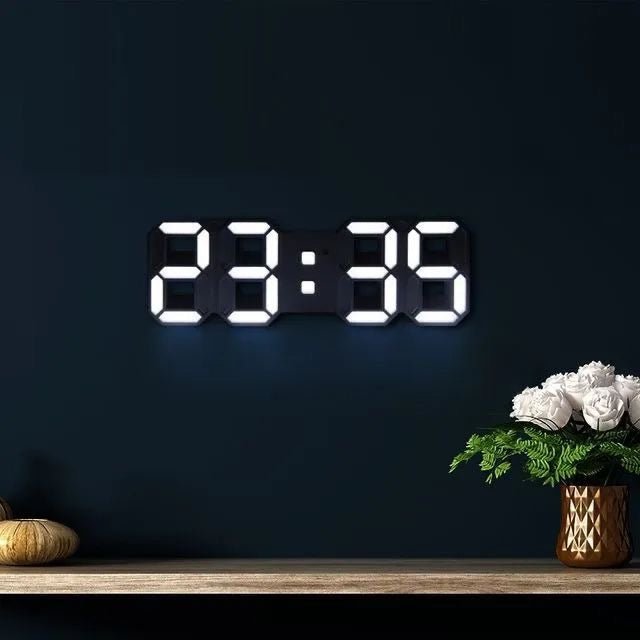 Cyfrowy zegar ścienny 3D LED – nowoczesny design – widok produktu 2 | Ionotix