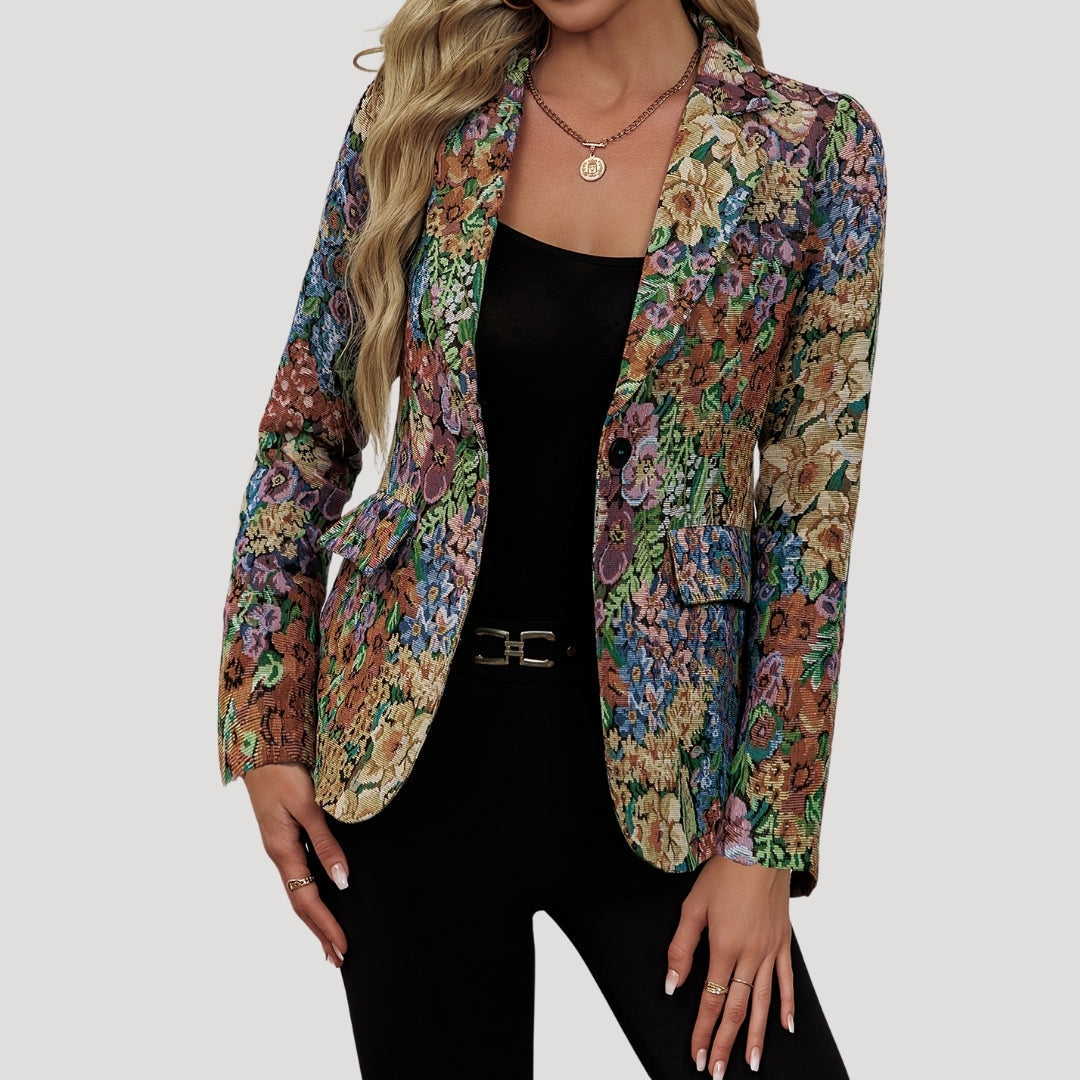 Damska marynarka w kwiaty – styl vintage – widok produktu 2 | Ionotix