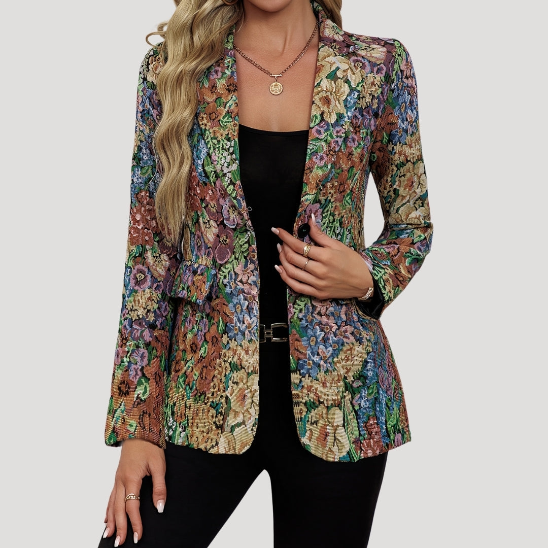 Damska marynarka w kwiaty – styl vintage – widok produktu 3 | Ionotix