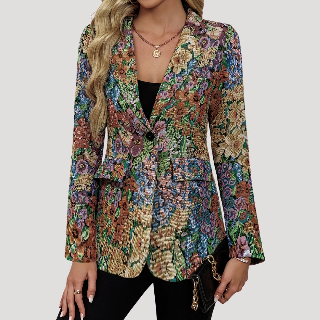 Damska marynarka w kwiaty – styl vintage – widok produktu 4 | Ionotix