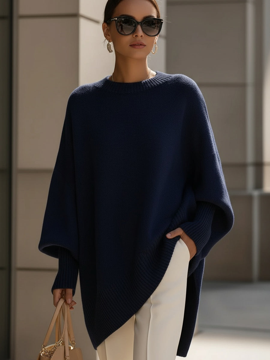 Damski sweter oversize z mieszanki wełny z asymetrycznym dołem - widok produktu 7 | Ionotix