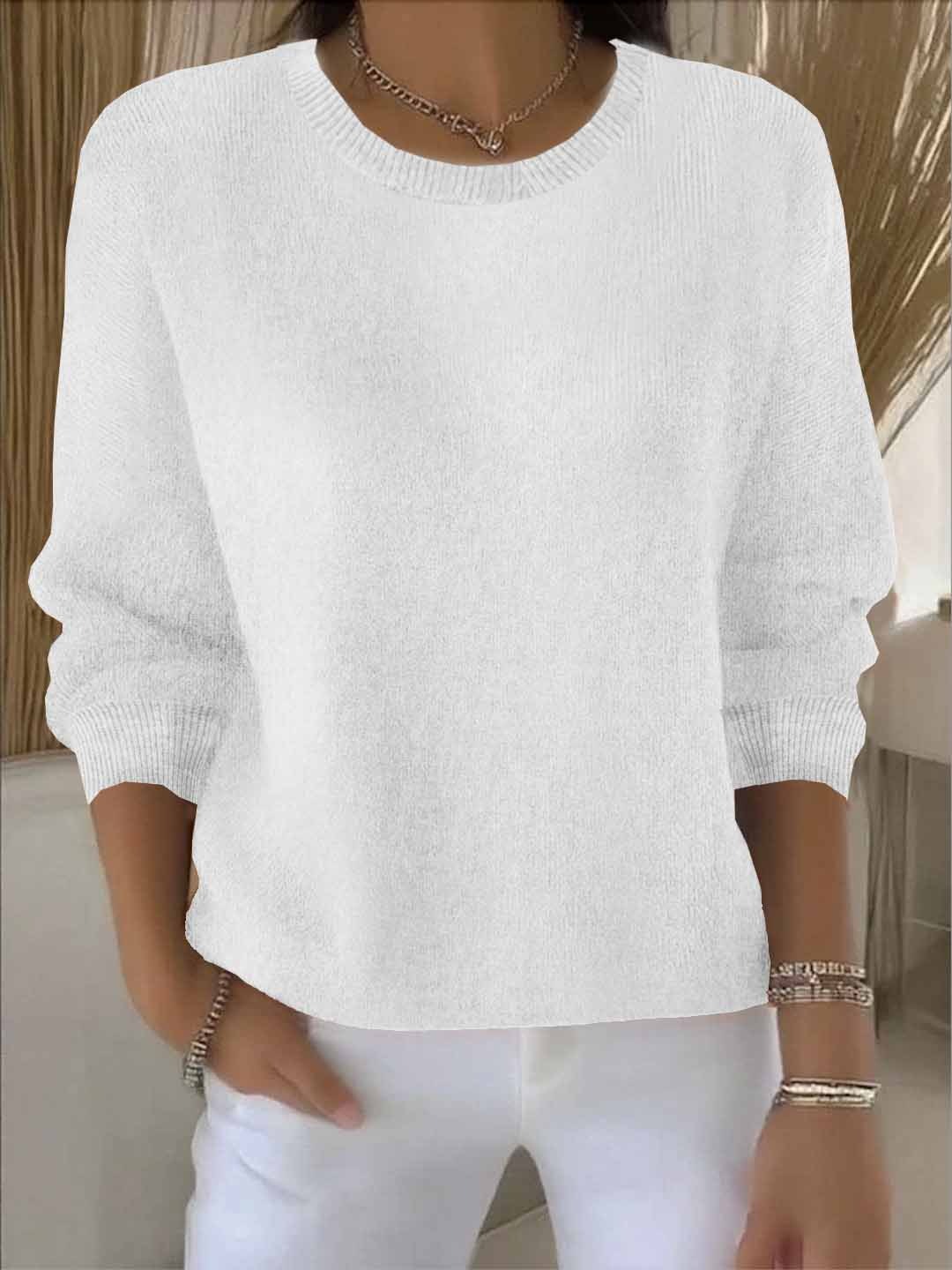Damski sweter z dzianiny z okrągłym dekoltem i ściągaczami - widok produktu 2 | Ionotix