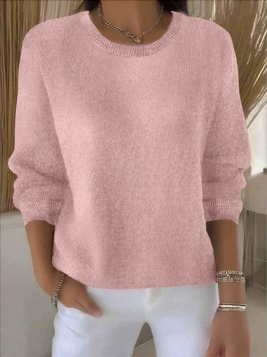 Damski sweter z dzianiny z okrągłym dekoltem i ściągaczami - widok produktu 5 | Ionotix