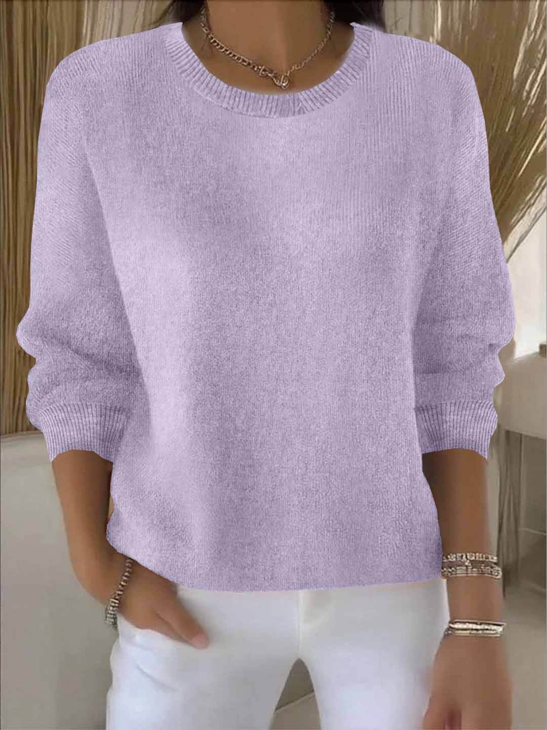 Damski sweter z dzianiny z okrągłym dekoltem i ściągaczami - widok produktu 9 | Ionotix