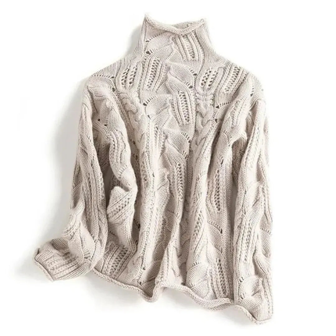 Damski sweter z golfem z dzianiny premium o luźnym kroju – widok produktu 1 | Ionotix
