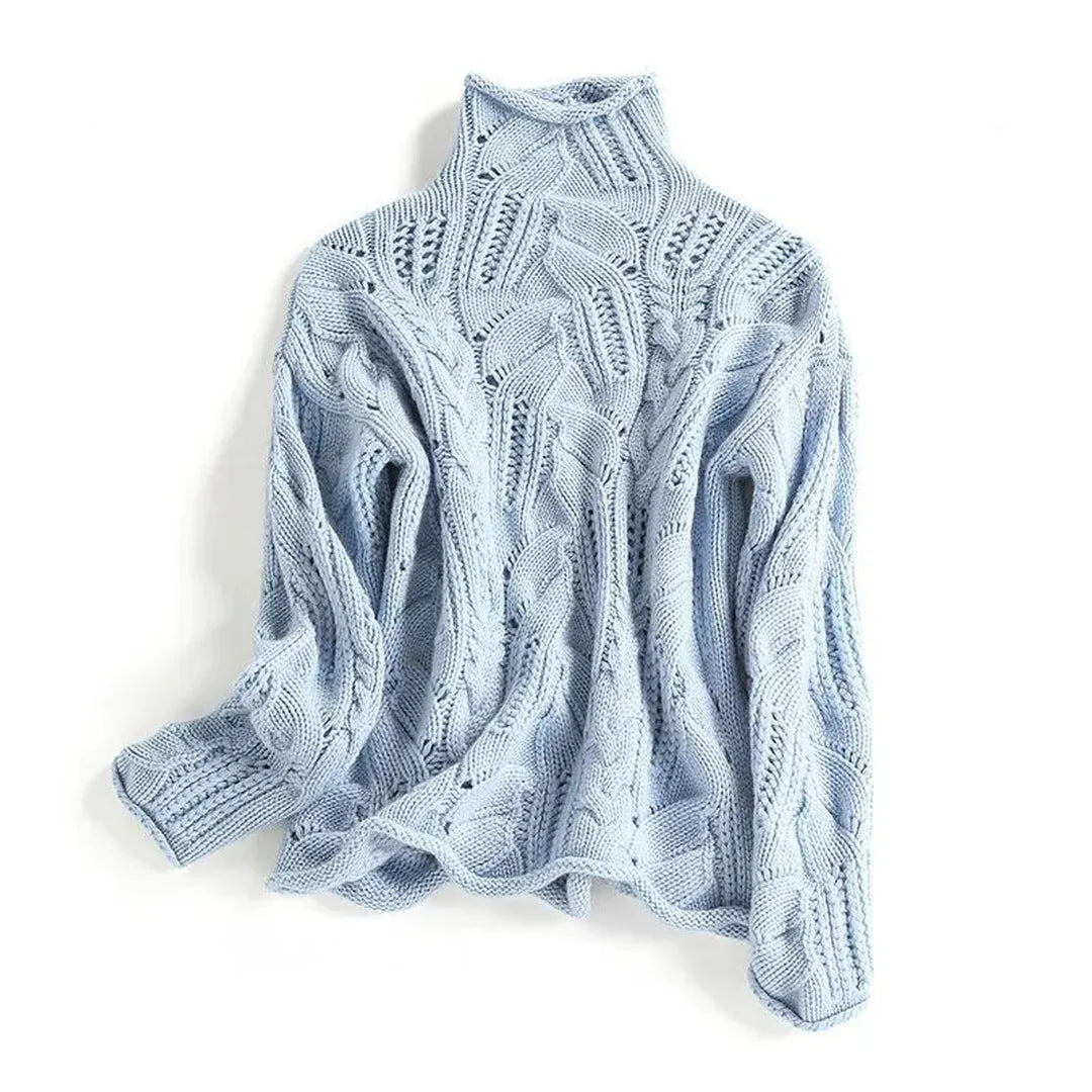 Damski sweter z golfem z dzianiny premium o luźnym kroju – widok produktu 5 | Ionotix