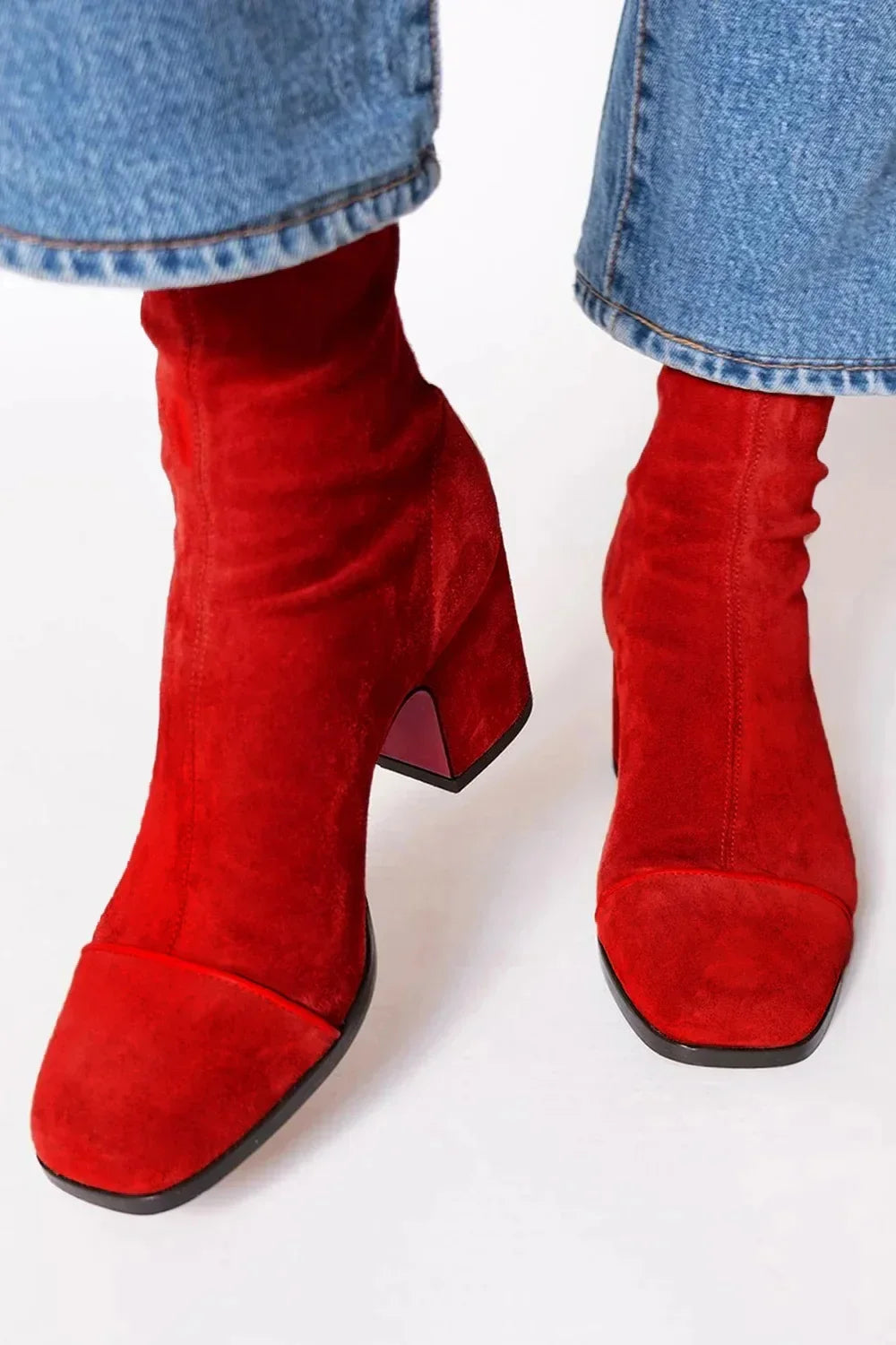 Damskie botki na słupku z kwadratowym noskiem i zamkiem - widok produktu 7 | Ionotix