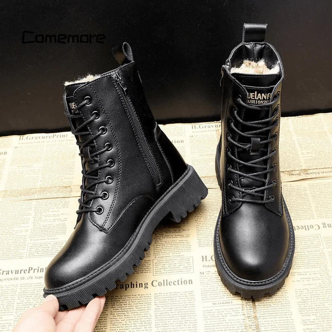Damskie Czarne Ocieplane Zimowe Buty – Sznurowane – widok produktu 3 | Ionotix