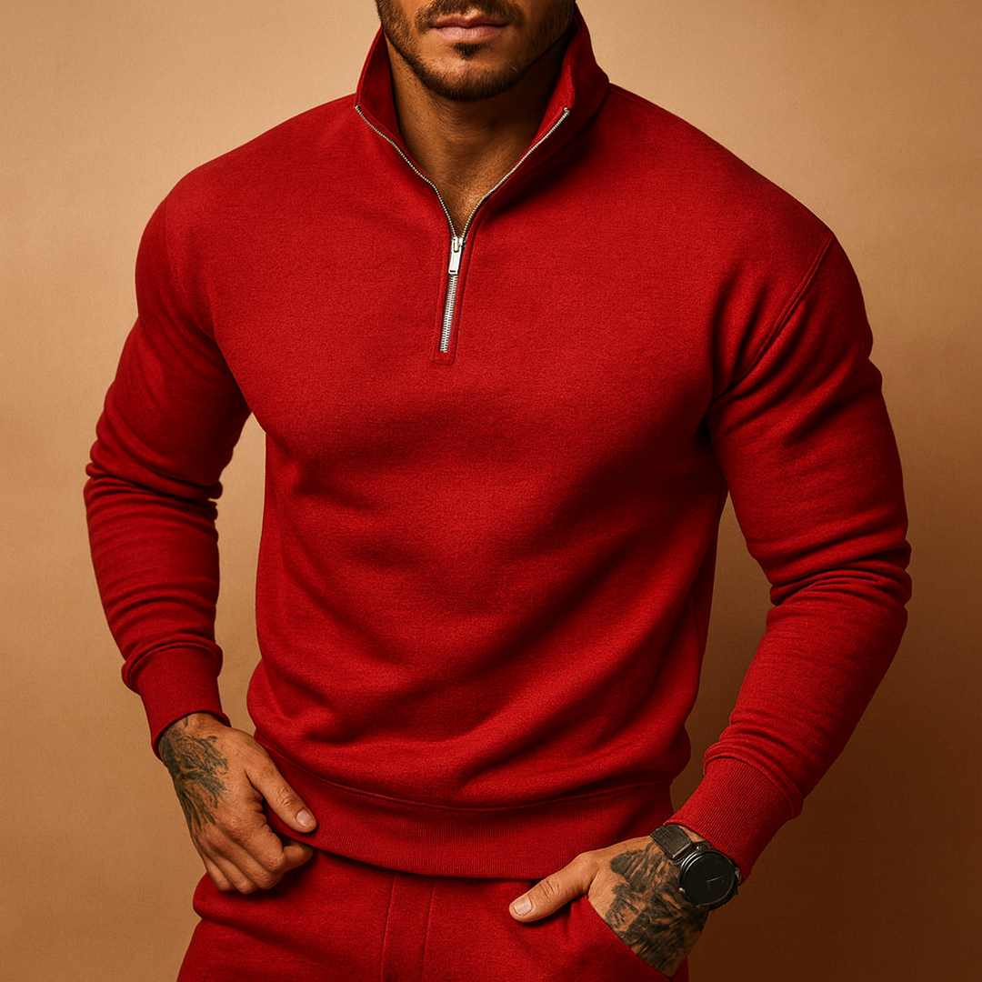 Dzianinowy Sweter Z Krótkim Zamkiem I Stójką – Sweter Typu Pullover – widok produktu 2 | Ionotix
