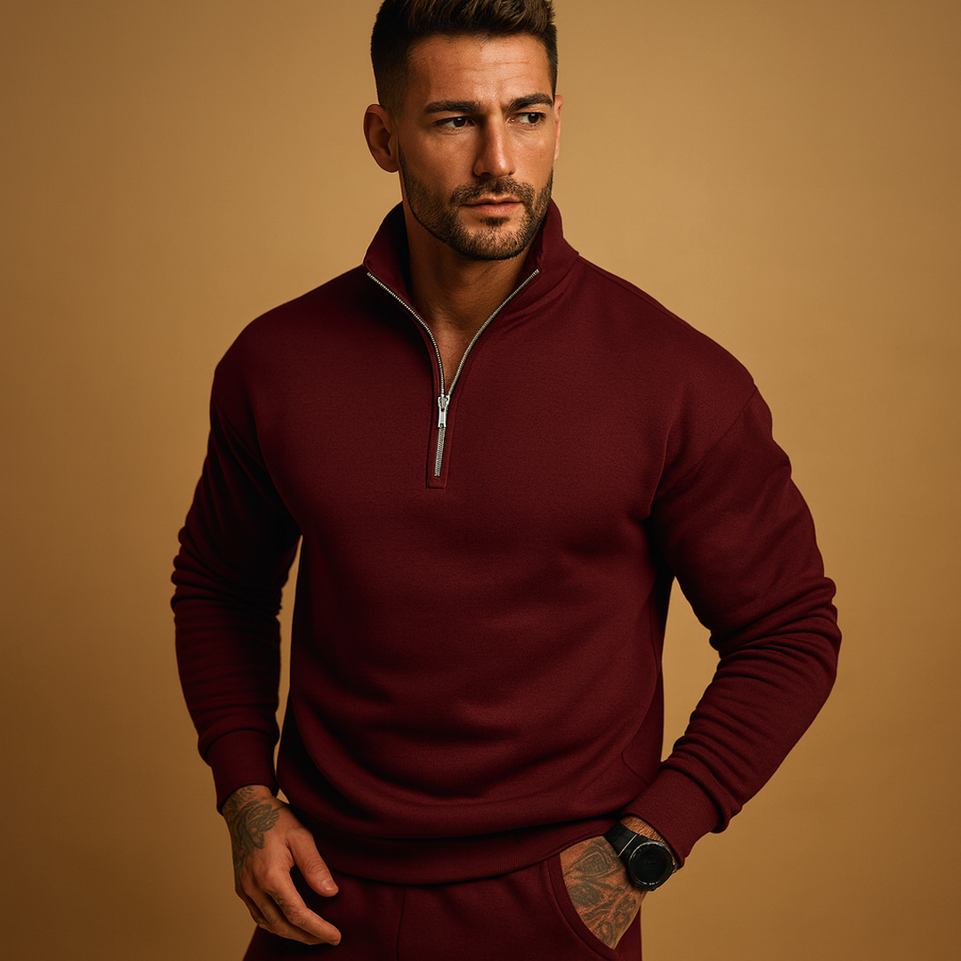 Dzianinowy Sweter Z Krótkim Zamkiem I Stójką – Sweter Typu Pullover – widok produktu 4 | Ionotix