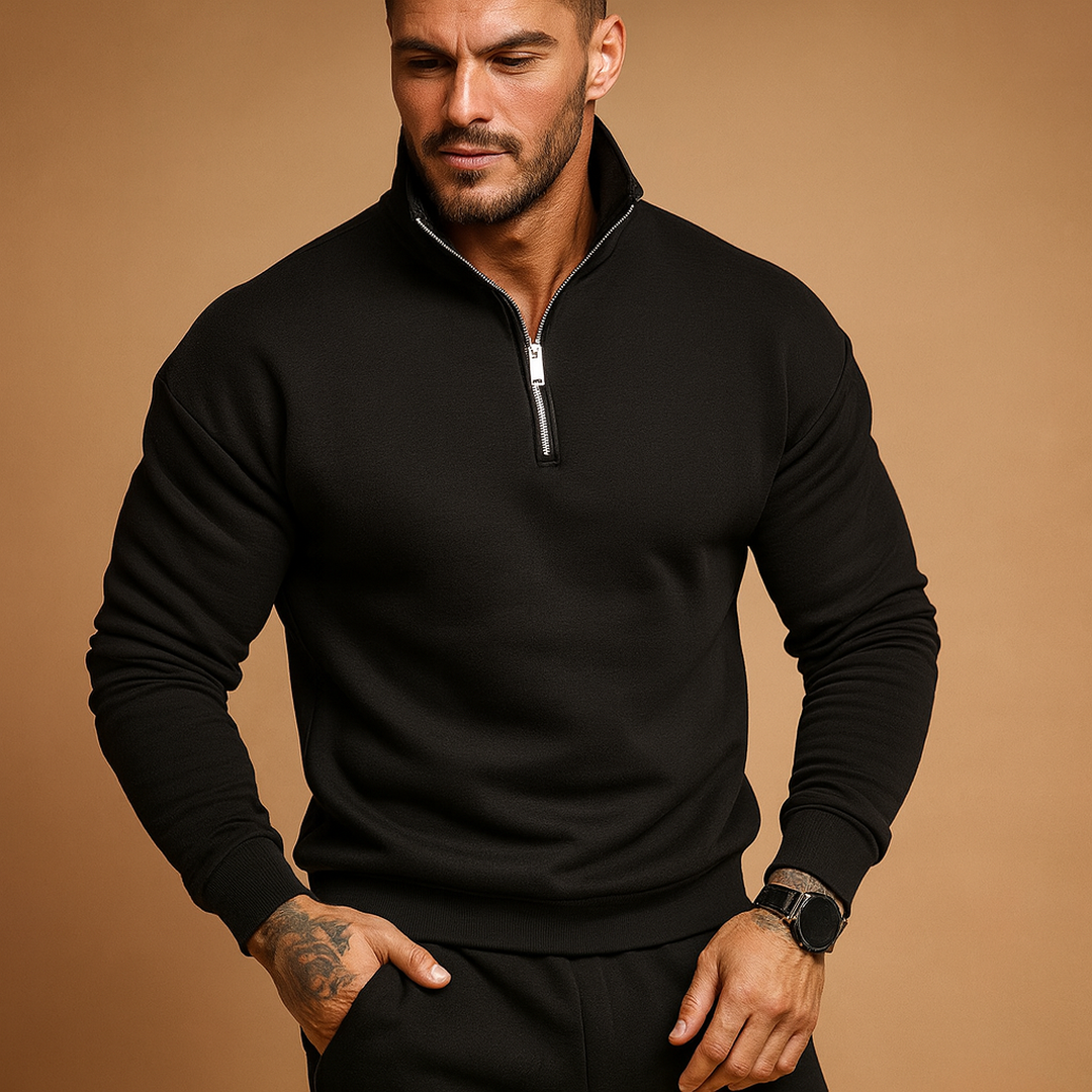 Dzianinowy Sweter Z Krótkim Zamkiem I Stójką – Sweter Typu Pullover – widok produktu 5 | Ionotix