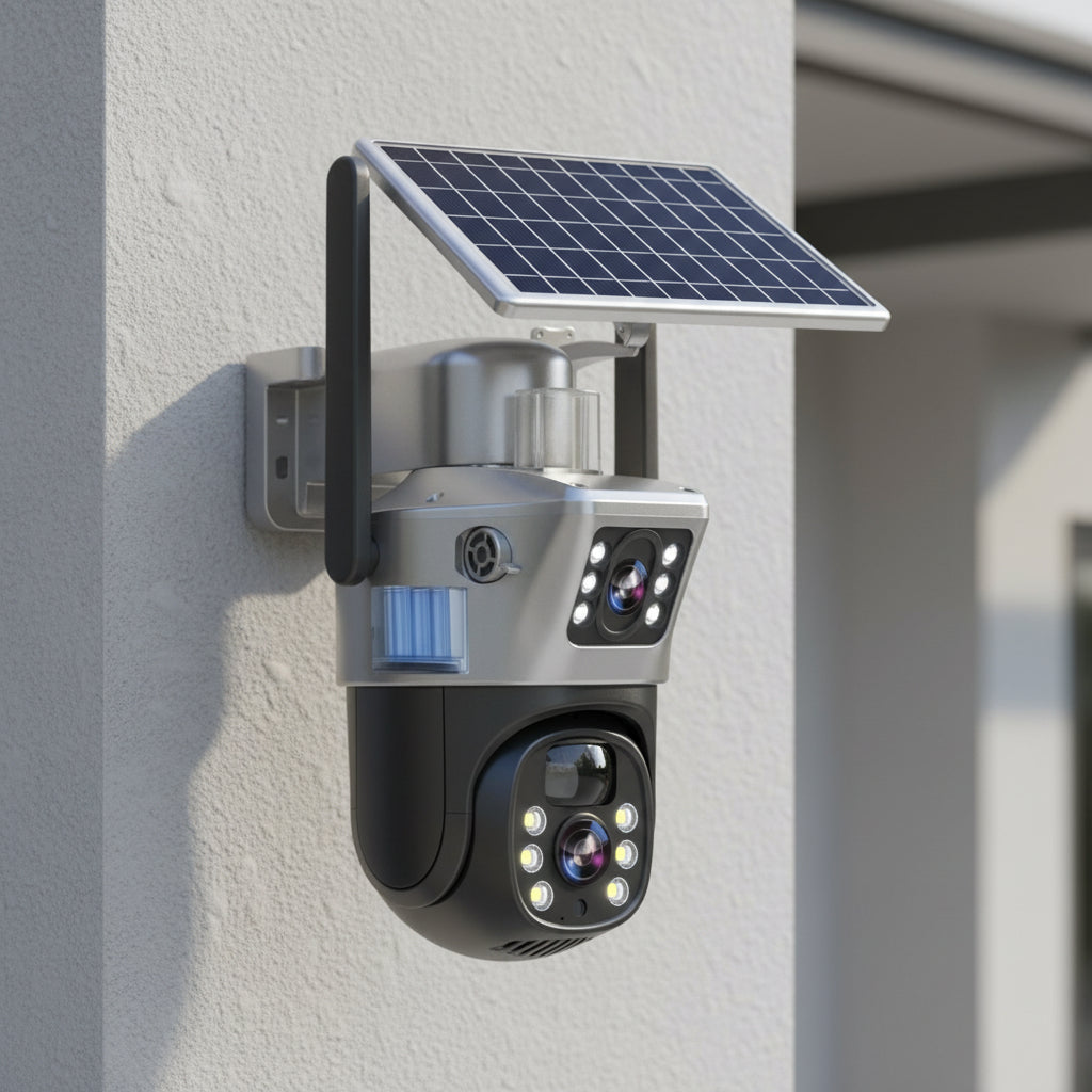 Kamera 4K solarna z dwoma obiektywami - widok 360 stopni, zoom 10x, IP66 - widok produktu 1 | Ionotix