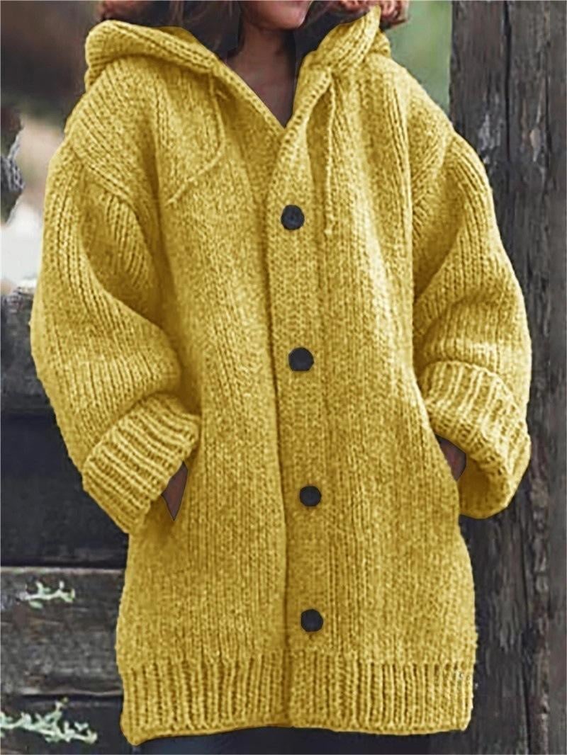 Kardigan damski oversize z kapturem - kieszenie – widok produktu 1 | Ionotix