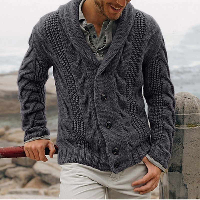 Kardigan męski gruba dzianina - kołnierz szalowy – widok produktu 3 | Ionotix