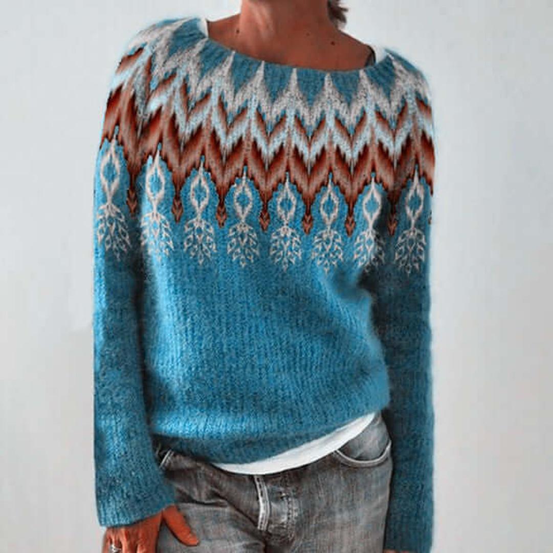 Kaszmirowy dzianinowy sweter Fair Isle z okrągłym dekoltem – widok produktu 2 | Ionotix