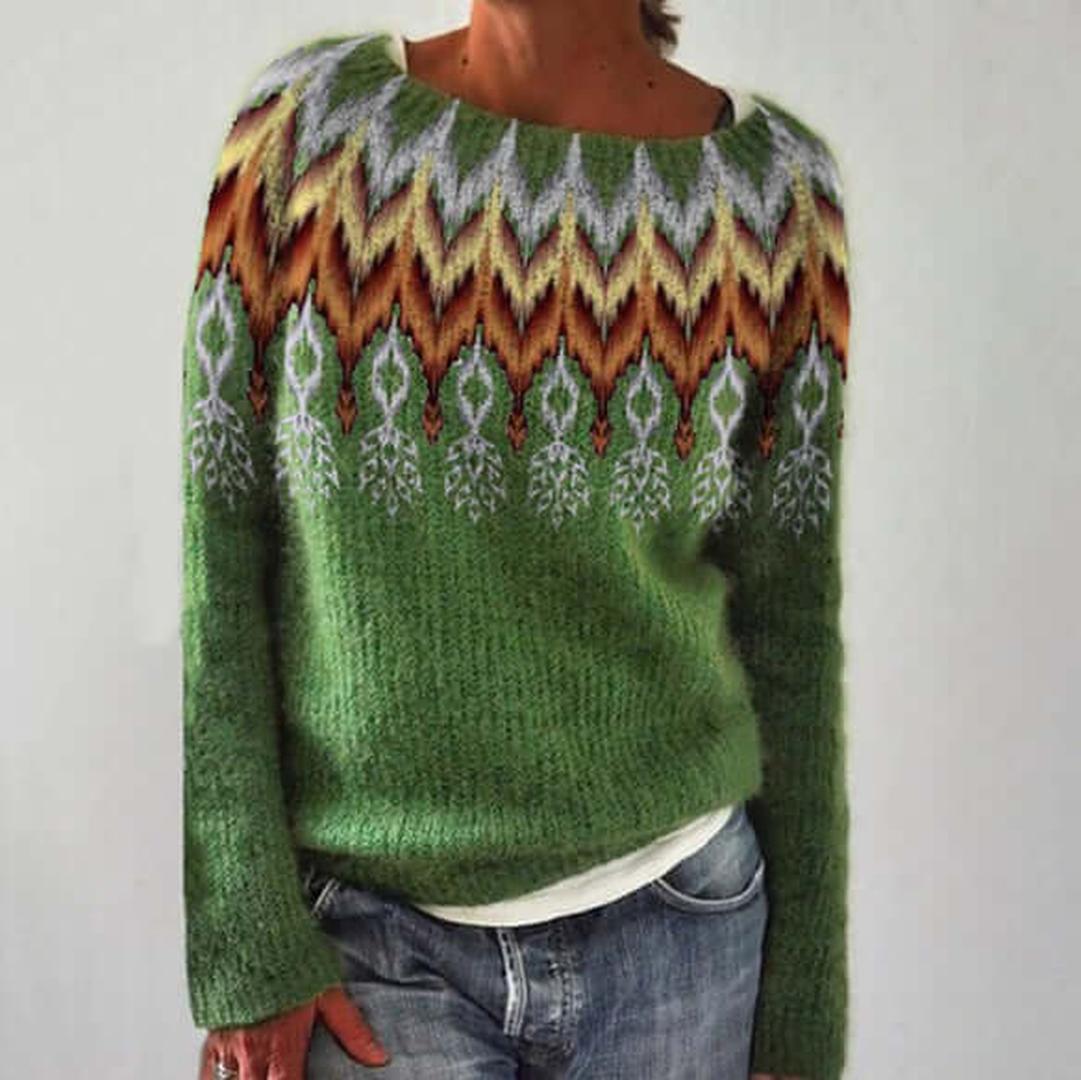 Kaszmirowy dzianinowy sweter Fair Isle z okrągłym dekoltem – widok produktu 3 | Ionotix