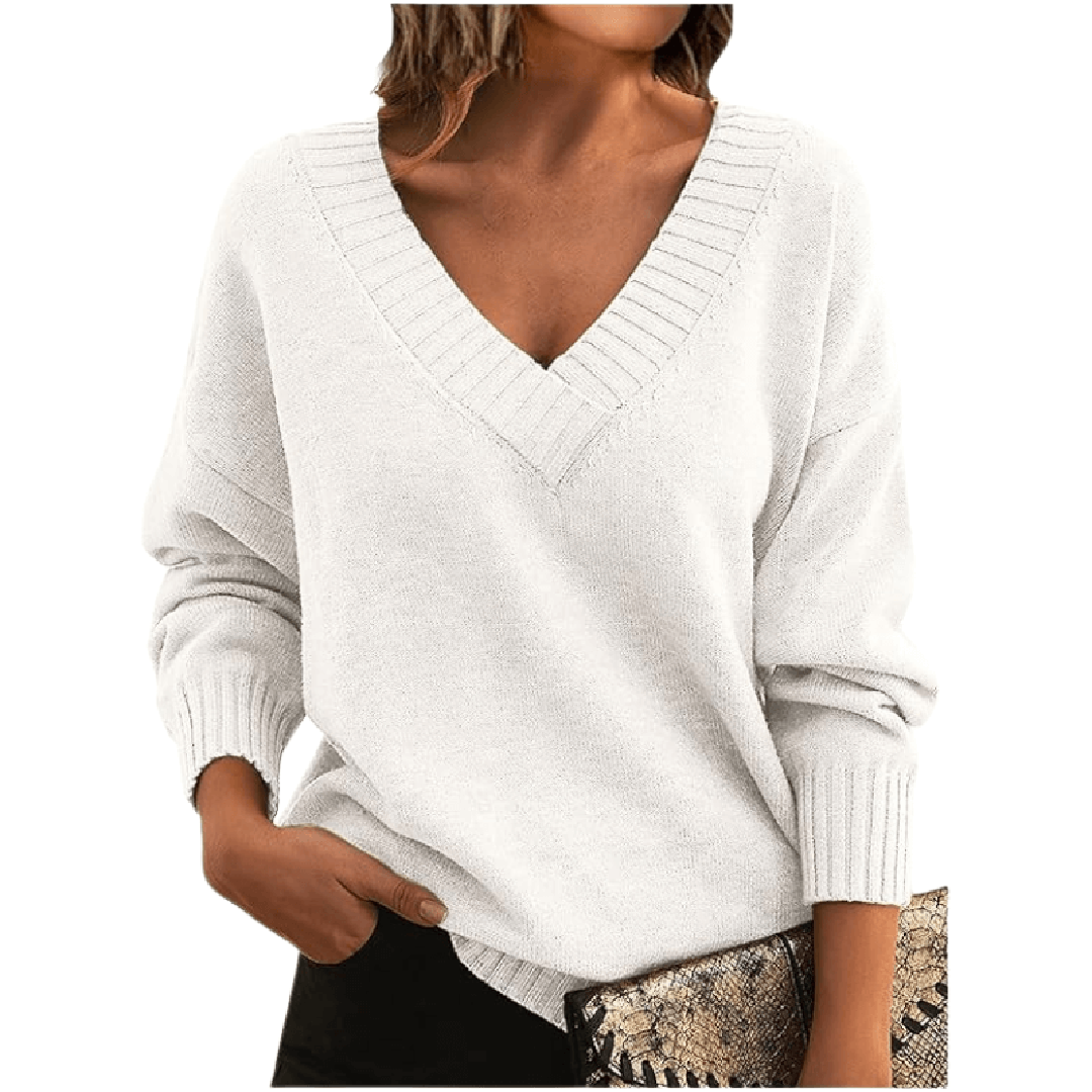 Kaszmirowy dzianinowy sweter z dekoltem V – widok produktu 2 | Ionotix