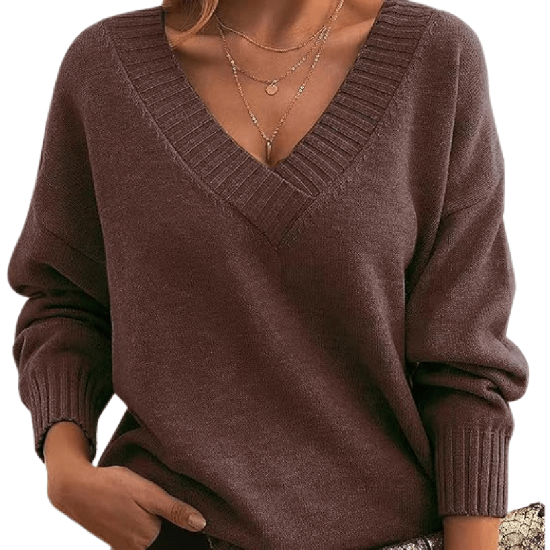 Kaszmirowy dzianinowy sweter z dekoltem V – widok produktu 4 | Ionotix