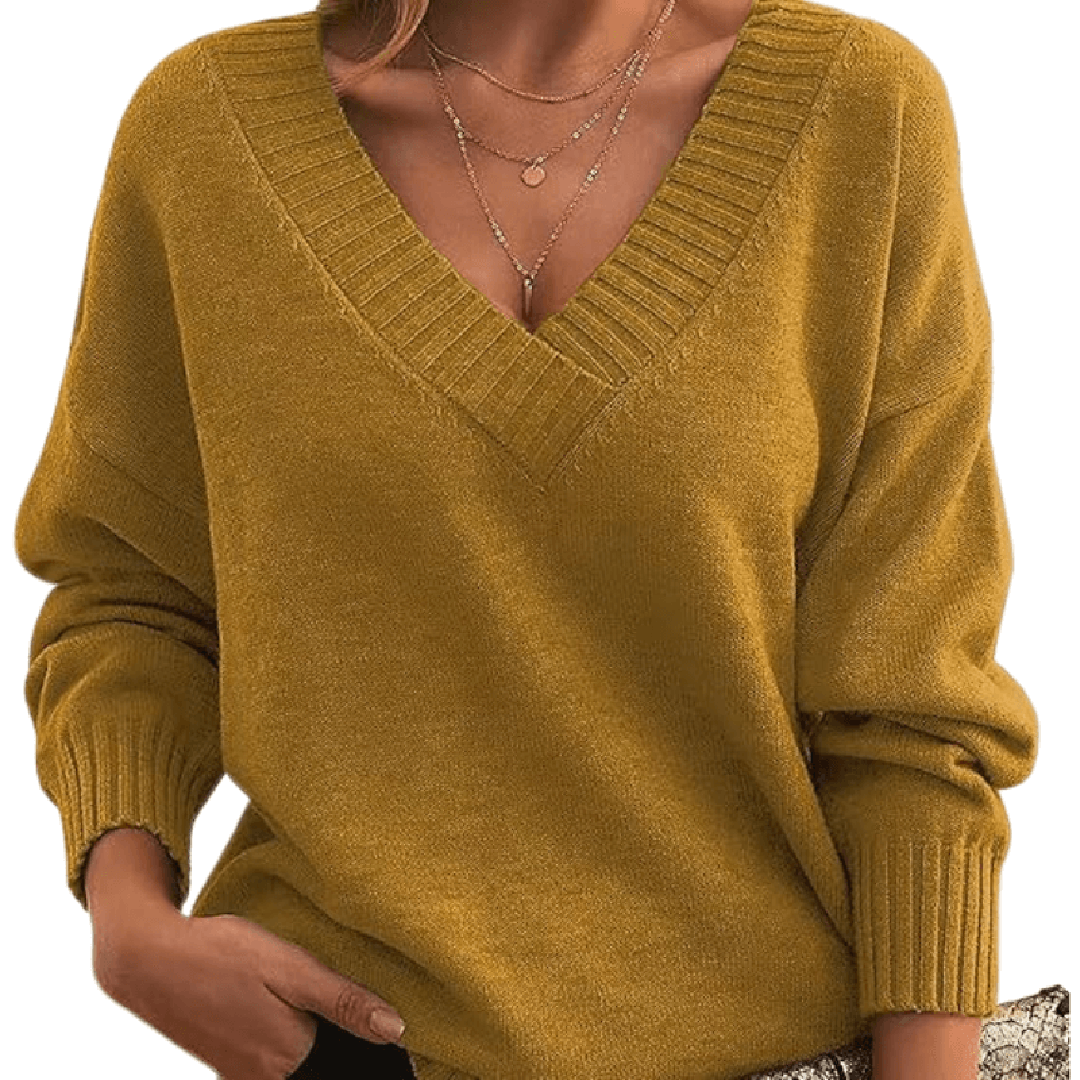 Kaszmirowy dzianinowy sweter z dekoltem V – widok produktu 7 | Ionotix