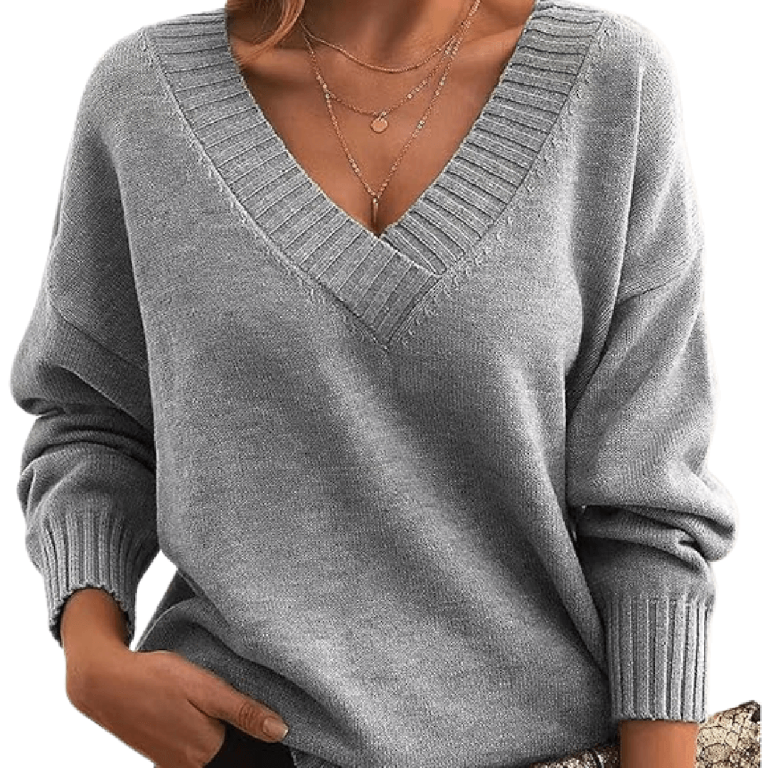 Kaszmirowy dzianinowy sweter z dekoltem V – widok produktu 8 | Ionotix
