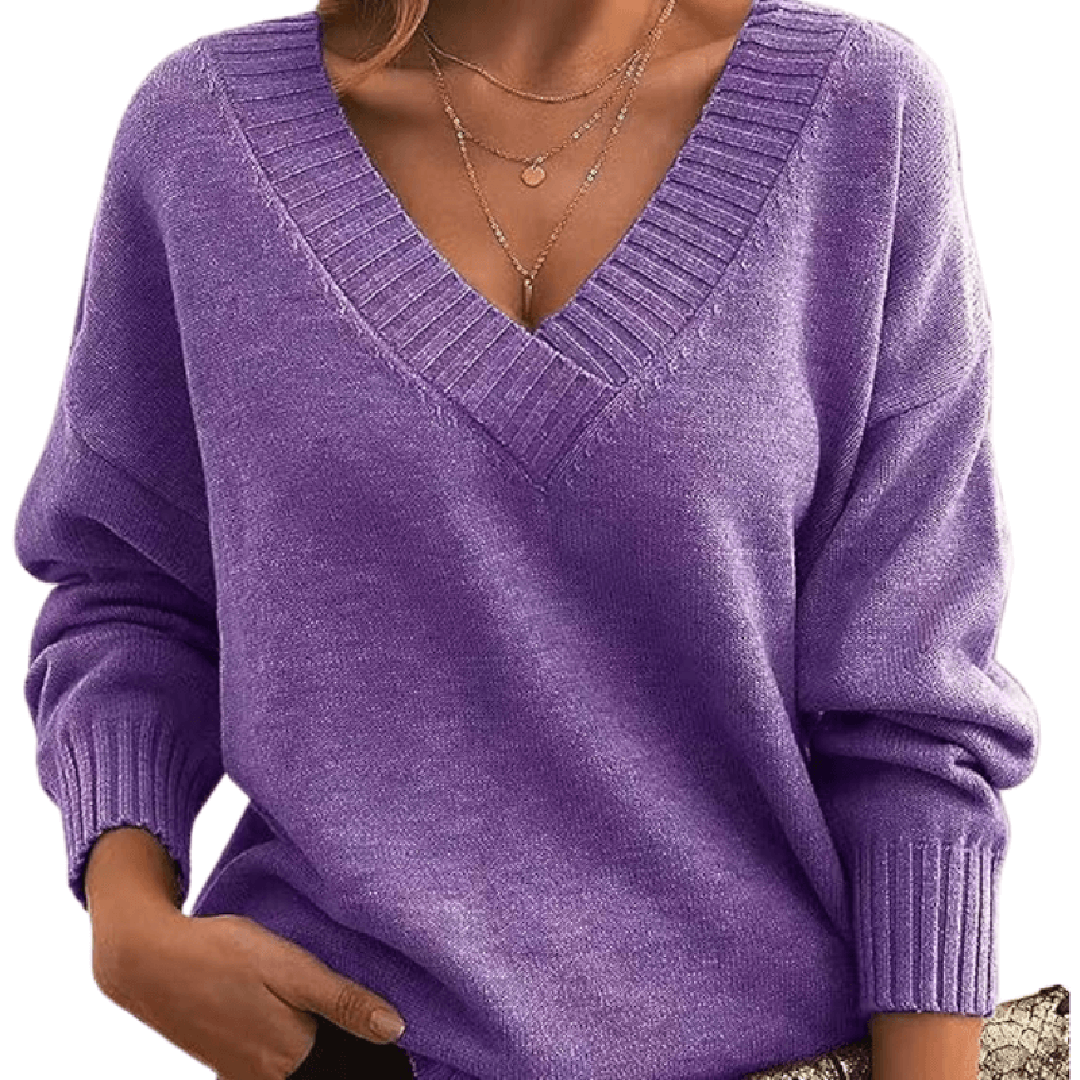 Kaszmirowy dzianinowy sweter z dekoltem V – widok produktu 9 | Ionotix