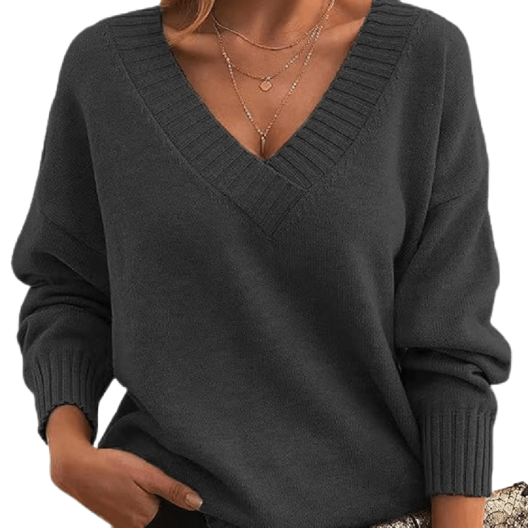 Kaszmirowy dzianinowy sweter z dekoltem V – widok produktu 10 | Ionotix
