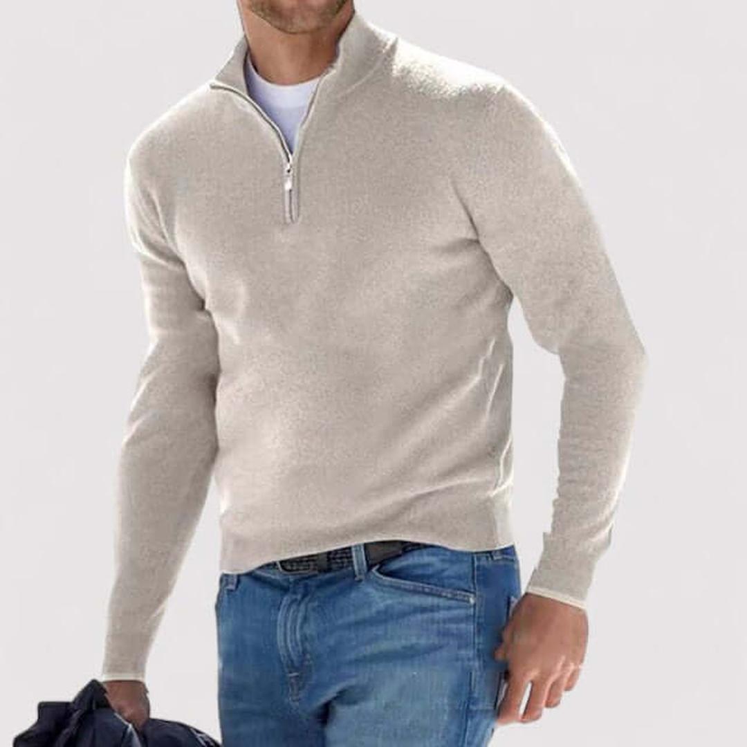 Kaszmirowy dzianinowy sweter z zamkiem – widok produktu 2 | Ionotix