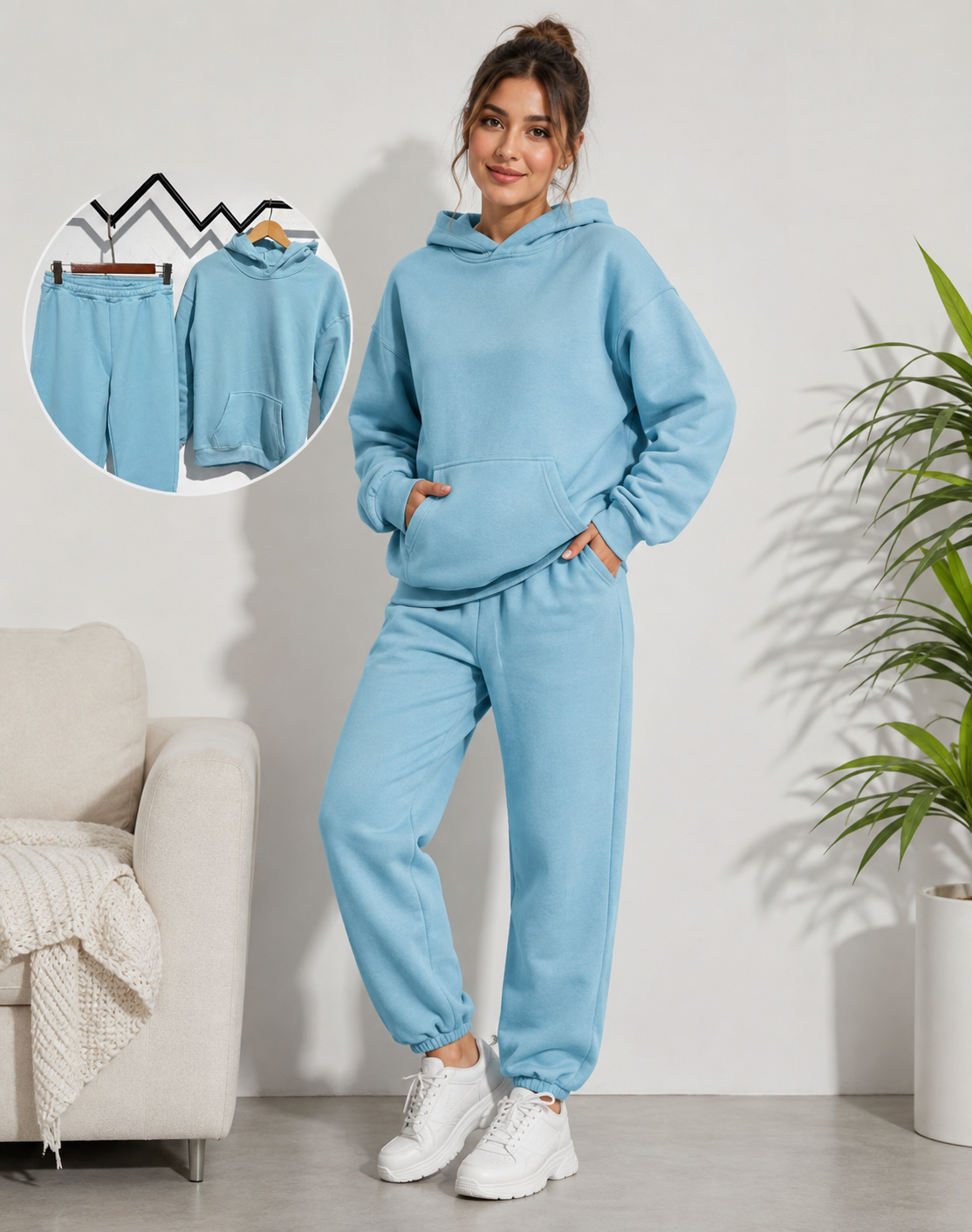 Komplet dresowy damski - bluza oversize i dopasowane spodnie – widok produktu 2 | Ionotix
