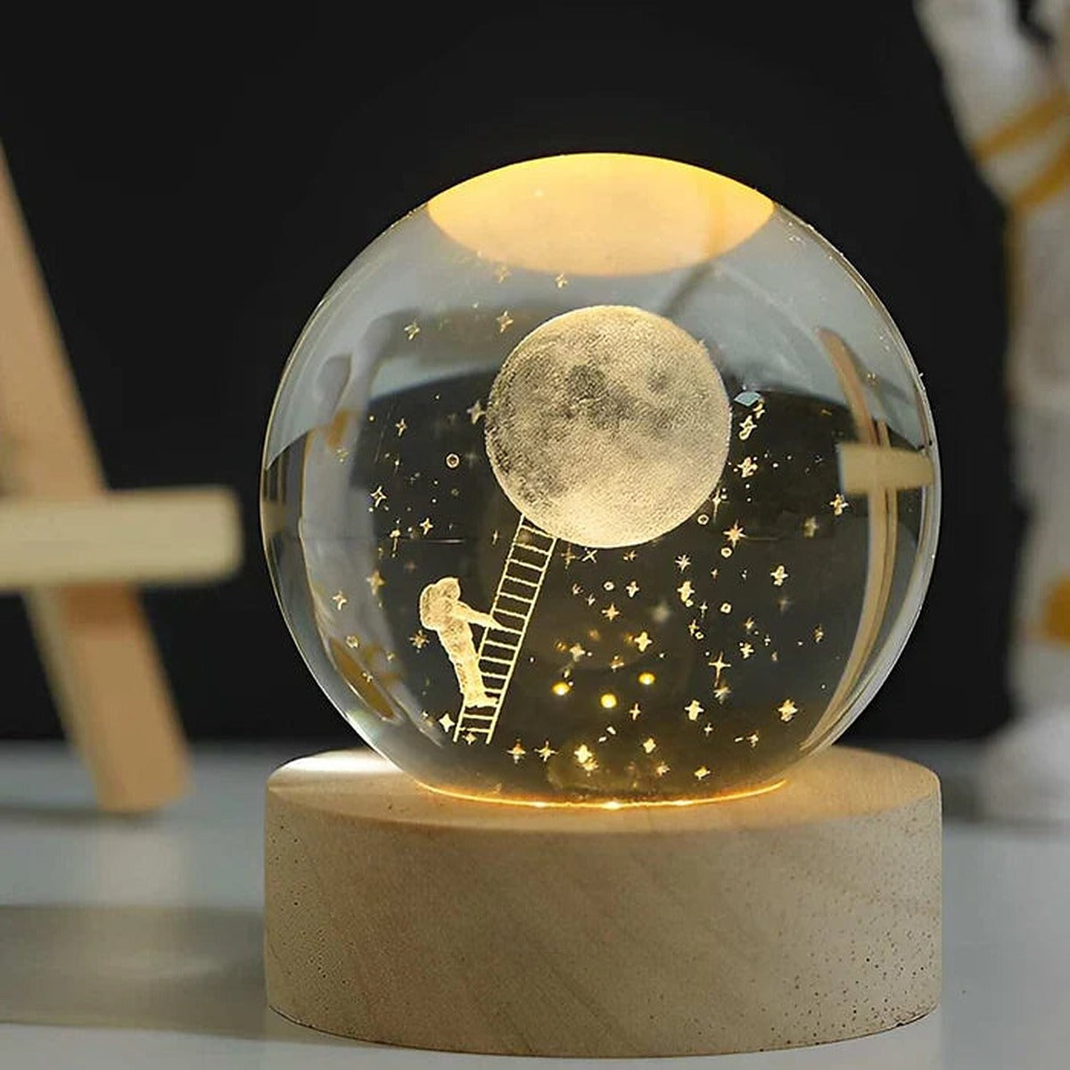 Kula świetlna z grawerem 3D - lampka nocna – widok produktu 7 | Ionotix