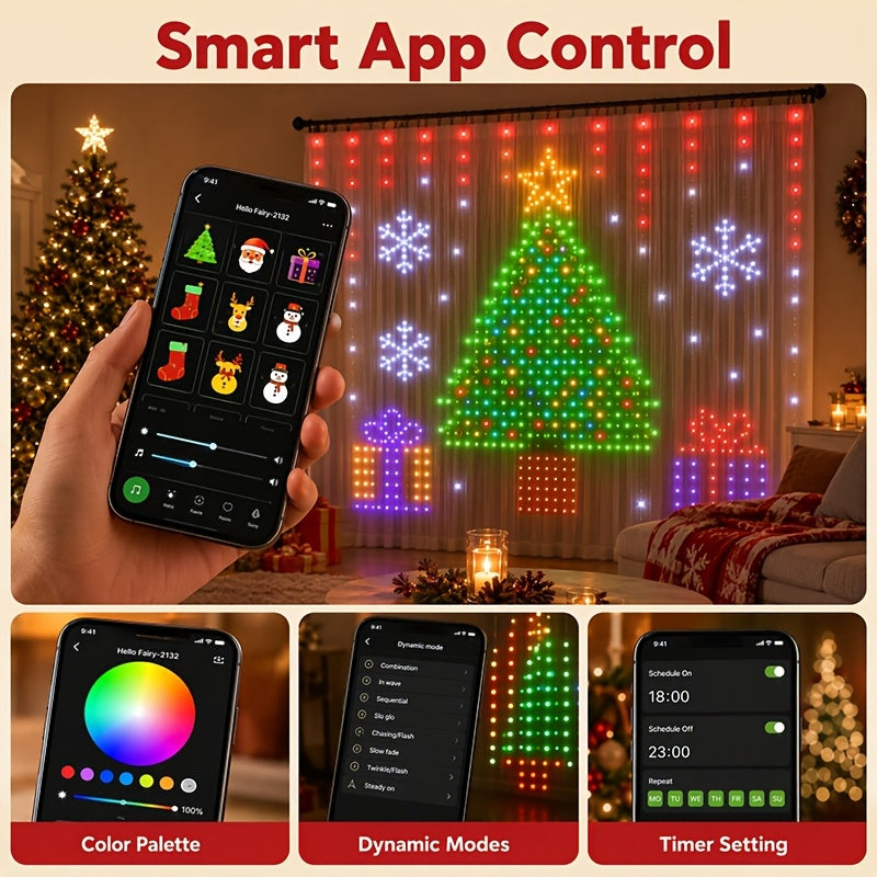 Kurtyna świetlna LED RGB 100 x 110 do 300 x 310 cm - aplikacja Bluetooth, reakcja na muzykę | USB - widok produktu 12 | Ionotix